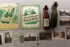 Dreiklang: Bismarckturm, Seilersee und Tannen auf Etiketten der 1950er Jahre