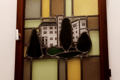 Brauereiansicht der 50er Jahre als Bleiverglasung